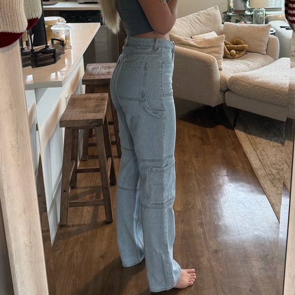 Pacsun wide leg high rise full length carpenter jean denim - Picture 3 of 7